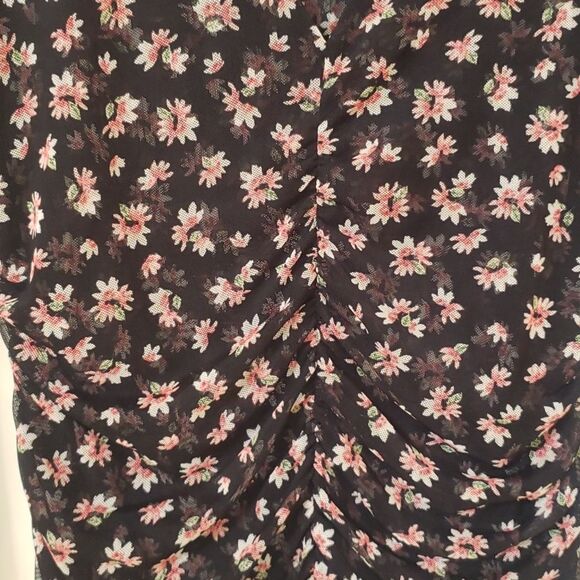 INC International Concepts Top Womens sz Large Sheer Ruched Floral Long Sleeve - Picture 3 of 6